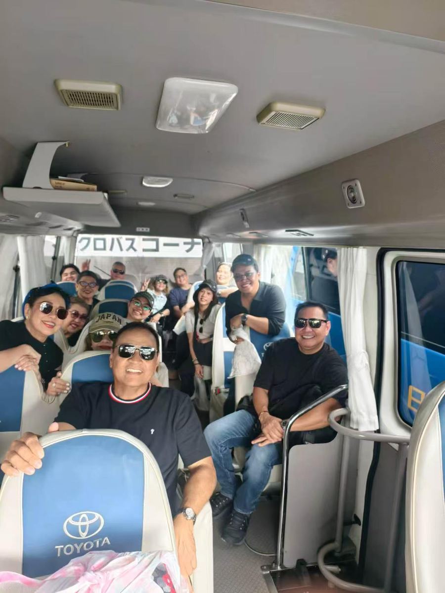 Passengers aboard the private minibus